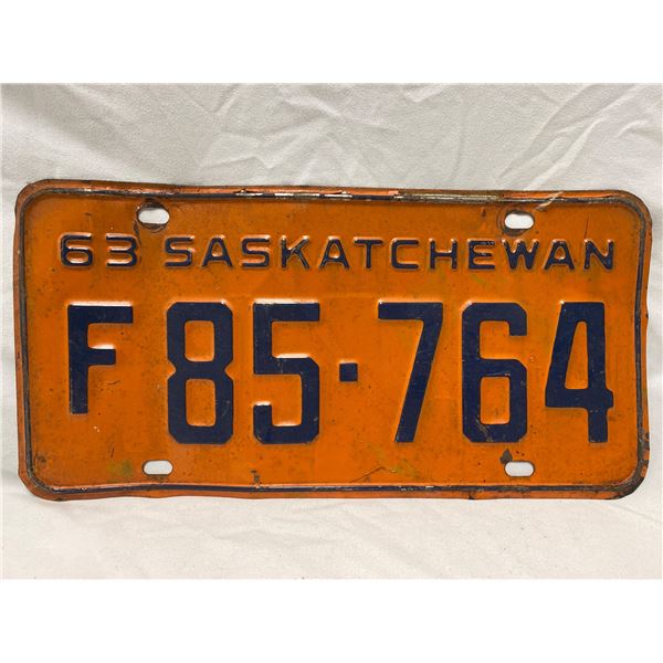 1963 Saskatchewan License Plate