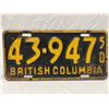 Image 1 : 1950 British Columbia License Plate
