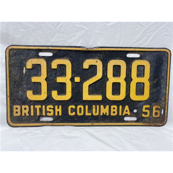 1956 British Columbia License Plate