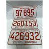 3 1967 British Columbia Licence Plates