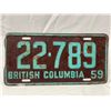 Image 1 : 1959 British Columbia Licence Plate