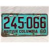 Image 1 : 1960 British Columbia License Plate
