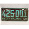 Image 1 : 1959 British Columbia Licence Plate