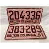 Image 1 : 2 1961 British Columbia Licence Plates