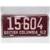 Image 1 : 1962 British Columbia Licence Plate