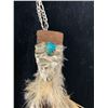 Image 2 : 925 Silver Chain With Silver Arrow Head Pendant With Turquois, Feathers, And Leather