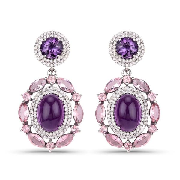 Amethyst Pink Tourmaline & Diamond Elite Earrings