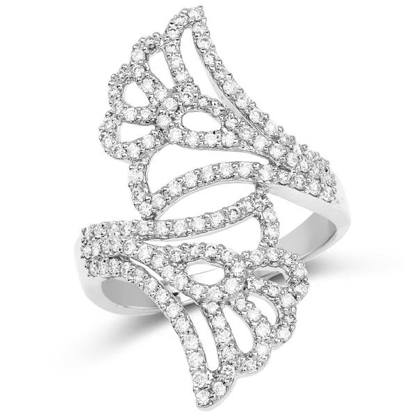 Art Deco Inspired Fine Diamond Crossover Fan Ring