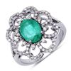 Image 1 : Oval Cut Emerald & Diamond Cocktail Ring