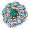 Image 1 : Turquoise Diamond & Emerald Cocktail Ring