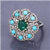 Image 2 : Turquoise Diamond & Emerald Cocktail Ring