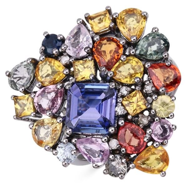 Multi Gemstone Heart Shape Cocktail Ring