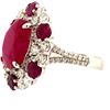 Image 2 : Certified 14k Ruby & Diamond Ring