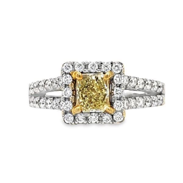 Two-Tone Gold Fancy Yellow Diamond Halo Ring