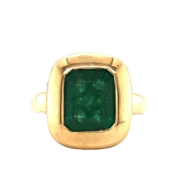 Emerald & Diamond Hidden Halo Ring Signed