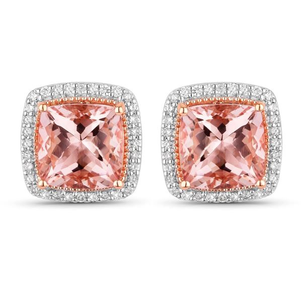 Rose Gold Morganite and Diamond Earrings