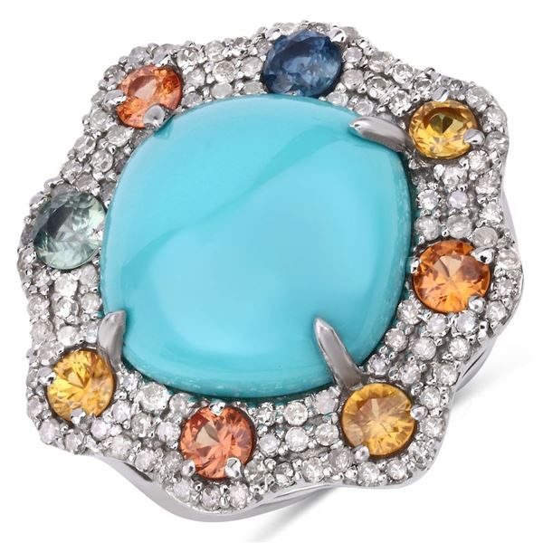 Turquoise & Sapphire Cocktail Ring