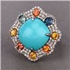 Image 2 : Turquoise & Sapphire Cocktail Ring