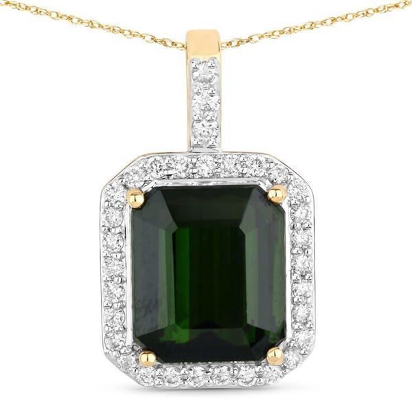 Tourmaline & Diamond Pendant, Certified and Appraised