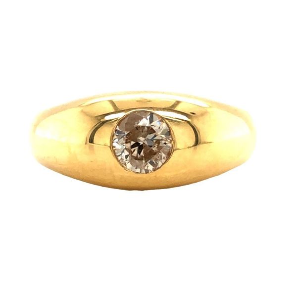 Diamond Solitaire Domed Unisex Ring