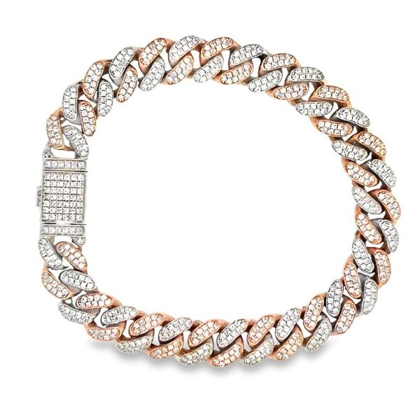 Cuban Link Bracelet - Rose & White Gold Diamond