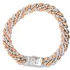 Image 4 : Cuban Link Bracelet - Rose & White Gold Diamond