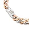 Image 5 : Cuban Link Bracelet - Rose & White Gold Diamond