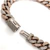 Image 6 : Cuban Link Bracelet - Rose & White Gold Diamond