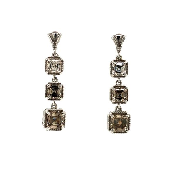 Asscher Cut Fancy Cognac Diamond Dangle Earrings