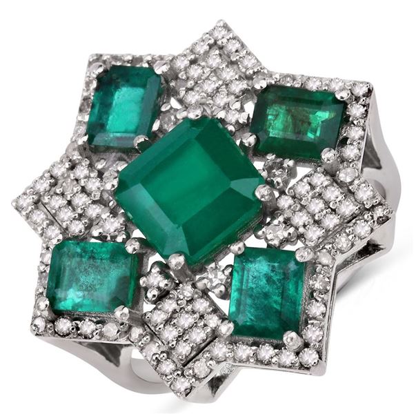 Emerald and Diamond Pave Cocktail Ring