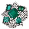 Image 1 : Emerald and Diamond Pave Cocktail Ring