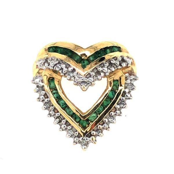 Emerald and Diamond Heart Pendant