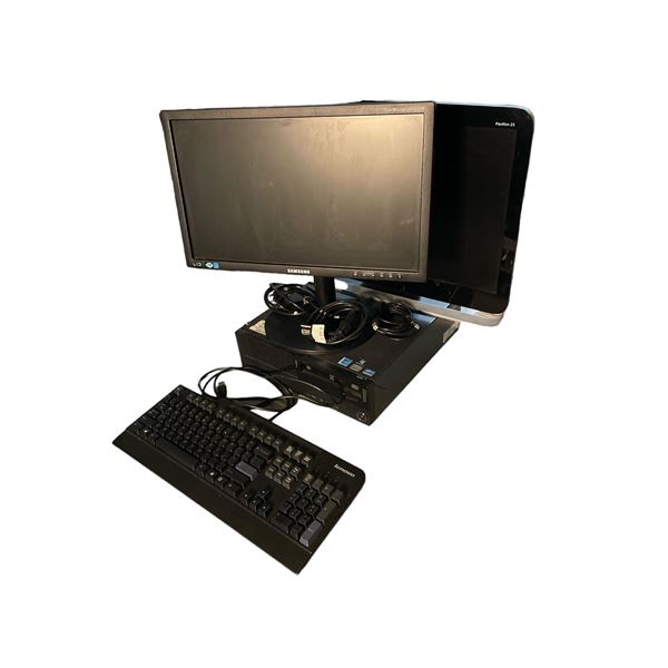 Group of Misc Electronics Including - Samsung Monitor AS01, HP Laptop, ThinkCentre PC & Keyboard