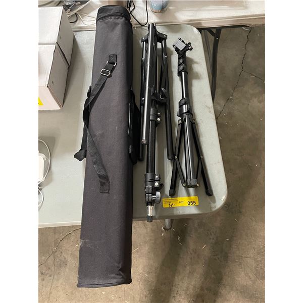 Group of Camera Stands & Portable Drop Down Projector Screen