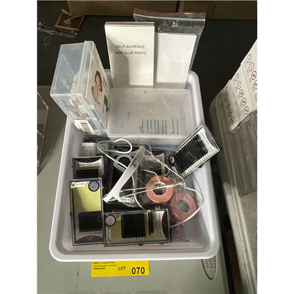 Group of Beauty Products Including - Mini Glue Trays, Prime Silk Lashes, Mascara Brushes, Eye Shield