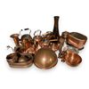 Image 1 : Large Group of (Possible Copper) Tea Pots, Toaster, Bows, Salt & Pepper Shakers, Vase, 4 Vintage Mex