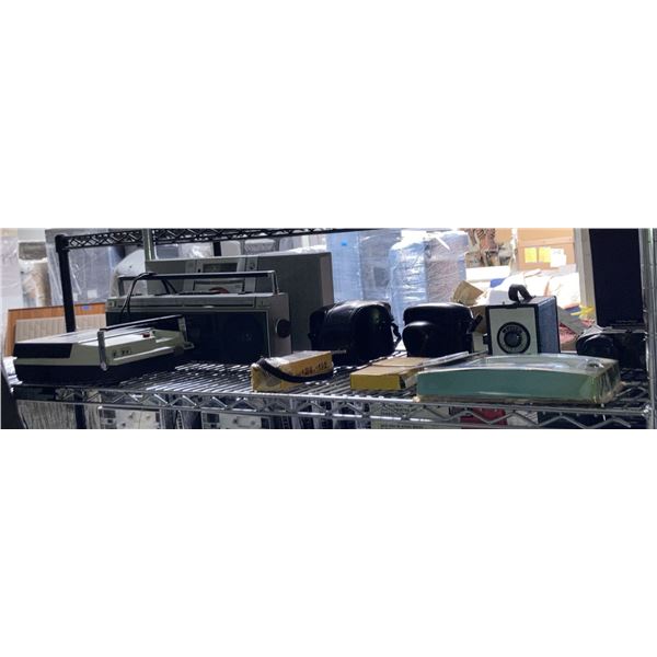 Large Shelf lot of Ansco Shur-Flash Camera, Taron Auto 40mm Japan FC 1:28, Mamiya ZE 1:2 Sekor E, Ca