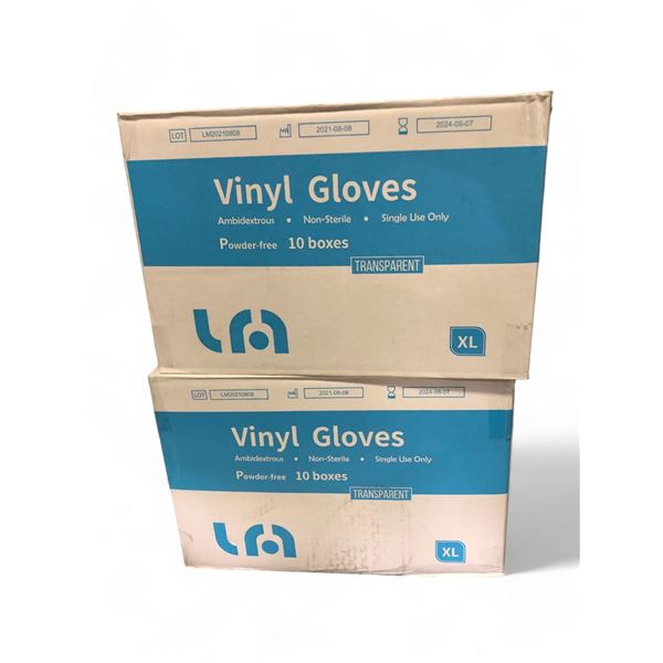 2 boxes of Vinyl Gloves Transparent - XL