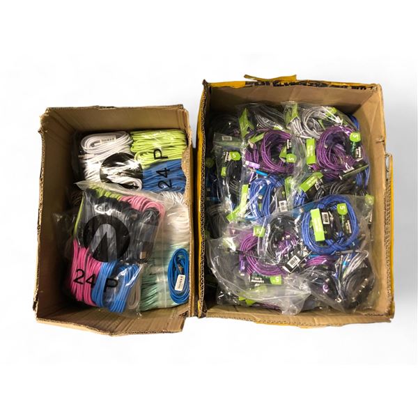 Updated description 2 boxes full of assorted USB micro C cables & lightning to AUX cables