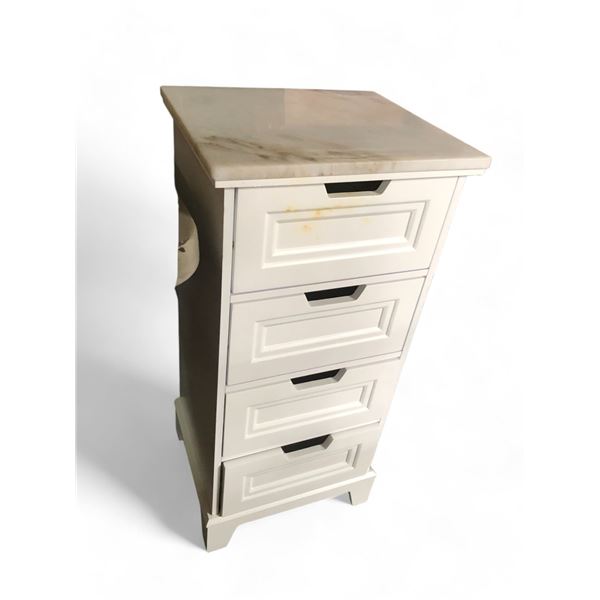 White Chest of Drawers w/Marble-like Surface