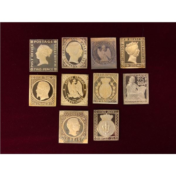 Group of 10 Silver Vintage Collectable Posted Stamps