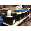 Image 1 : Group lot of misc. Items - includes 5 bins full of clothes/Misc. Decorative items/Magazines/electron