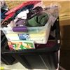 Image 2 : Group lot of misc. Items - includes 5 bins full of clothes/Misc. Decorative items/Magazines/electron