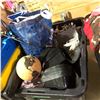 Image 3 : Group lot of misc. Items - includes 5 bins full of clothes/Misc. Decorative items/Magazines/electron