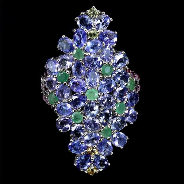 Natural Tanzanite Emerald Ring