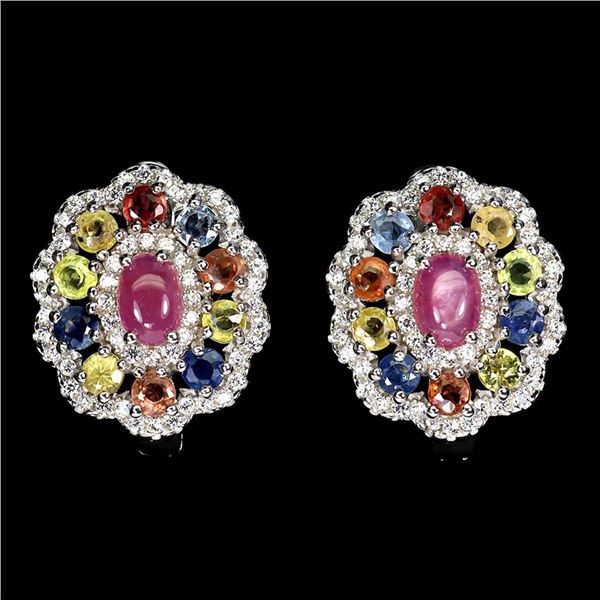 Natural Ruby & Sapphire Earrings
