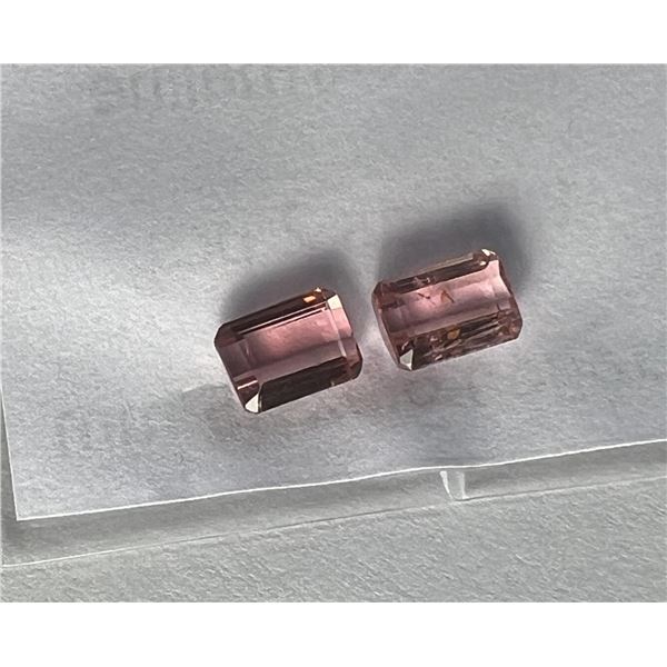 Natural Octagon  Pink Tourmaline Pair
