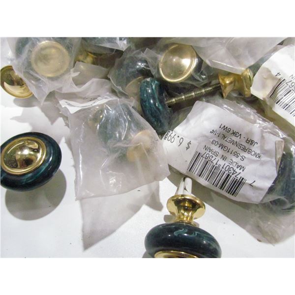 GREEN WITH BRASS CABINET KNOBS, QUANTITY 35