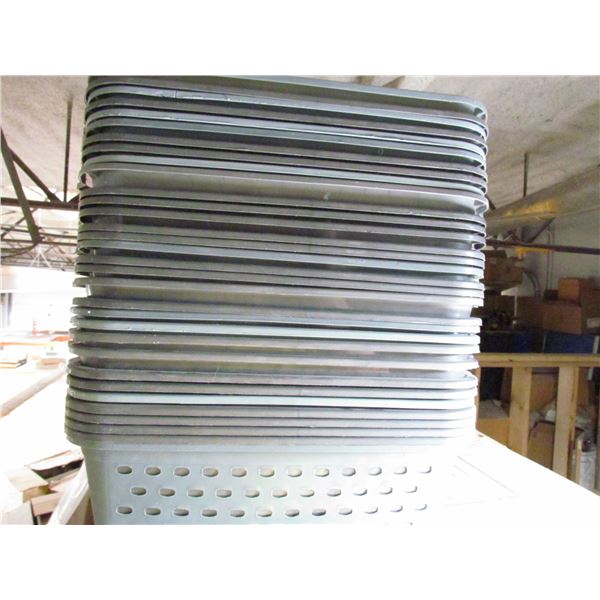 LOT OF 30 GREY PLASTIC BASKETS