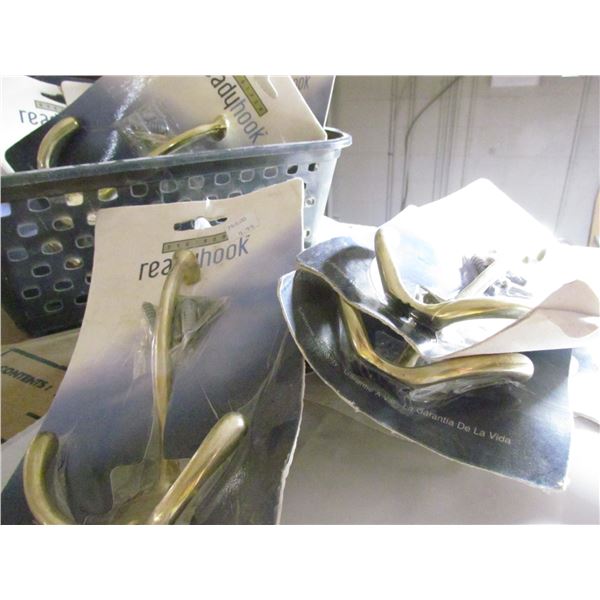 BRASS COAT HOOKS, QUANTITY 12